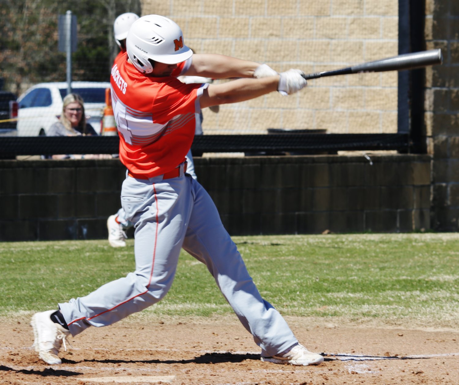 Mineola’s Trevor Singletary demonstrates perfect form as he lined a base hit to center to lead-off the second inning against Harmony. Singletary would come around to score as Mineola recorded an 8-3 win.